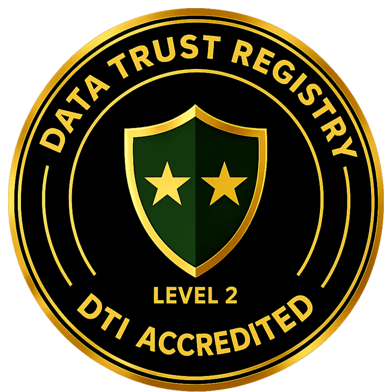 DTI Data Trust Registry Level 2 accreditation badge
