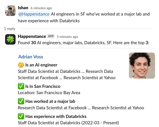 Happenstance Bot for Slack